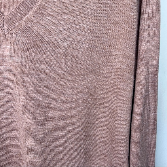 French Connection Tan Vneck Long Sleeve Lightweight Sweater Size XL - Picture 3 of 6
